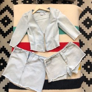 Armani Exchange Light Blue Denim Set, includes Jacket (XS), Skirt (2), Short (4)
